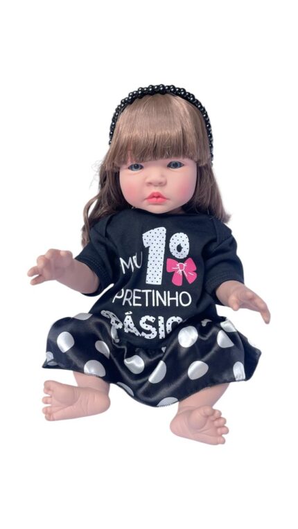 Boneca Bebê Reborn um Mês Aniversario pretinho básico