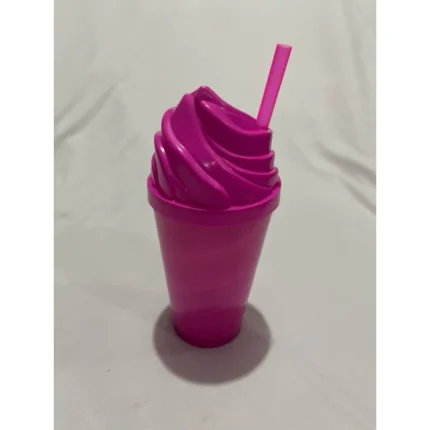 kit com 5 Copo chantilly Rosa com canudo no saquinho